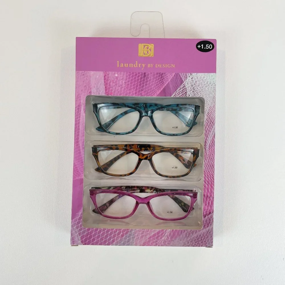 Laundry by Design +1.50 Reading Glasses Animal Print Pink Brown Blue